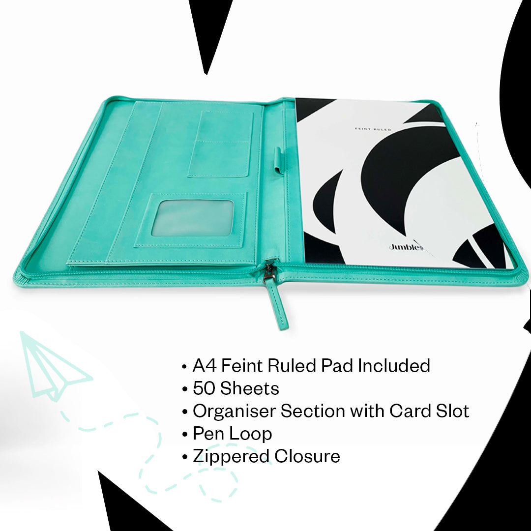 Intentus Organiser A4 PU Leather-Like Folder with Ruled Refill Pad