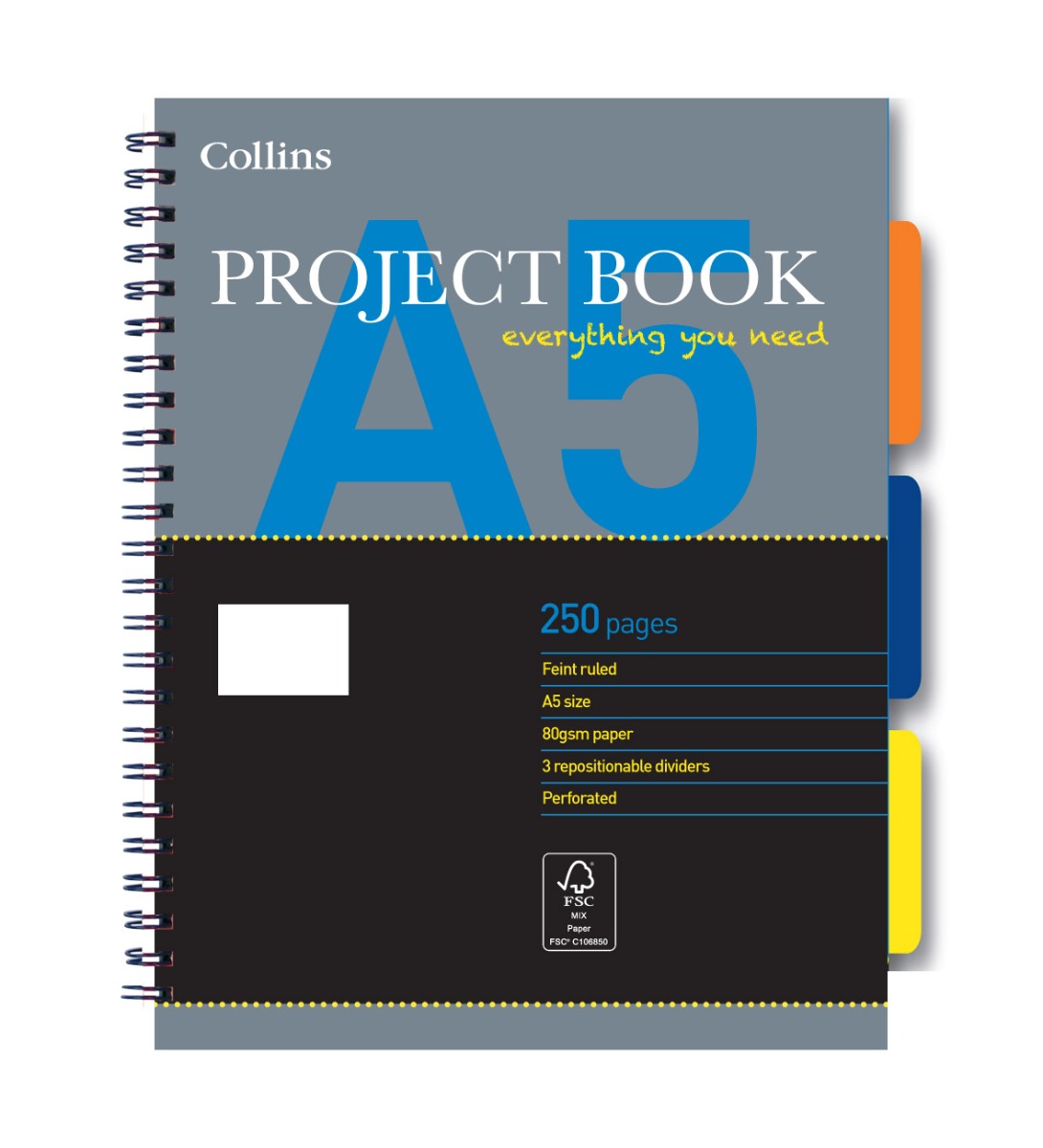 A5 Book Example 46PBED - Collins Essential A5 Project Book 125 Sheets - A5 Ruled ...