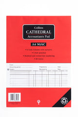 Cathedral - A4 Analysis Pad 6 Cash Columns  - Red (A4/90/6C)