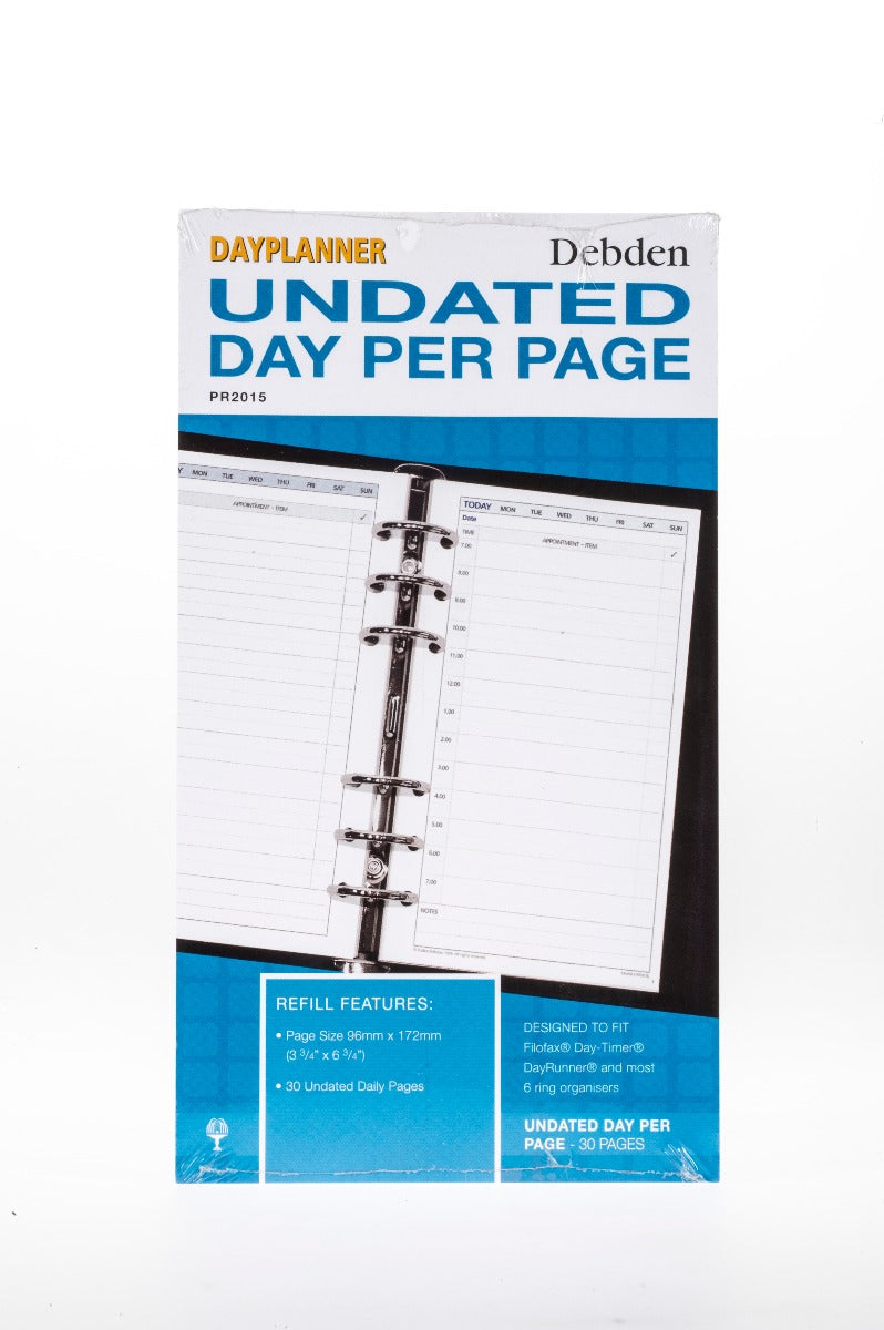 Personal Organiser - Undated Day to a Page Diary Refill Pack (PR2015)