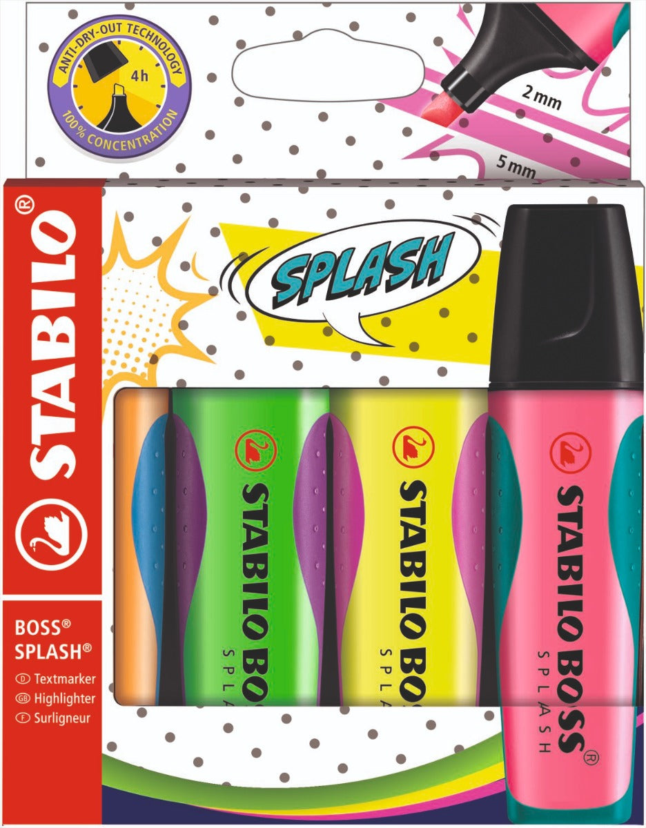 Stabilo - Boss Splash Highlighters - Wallet of 4 (75/4)